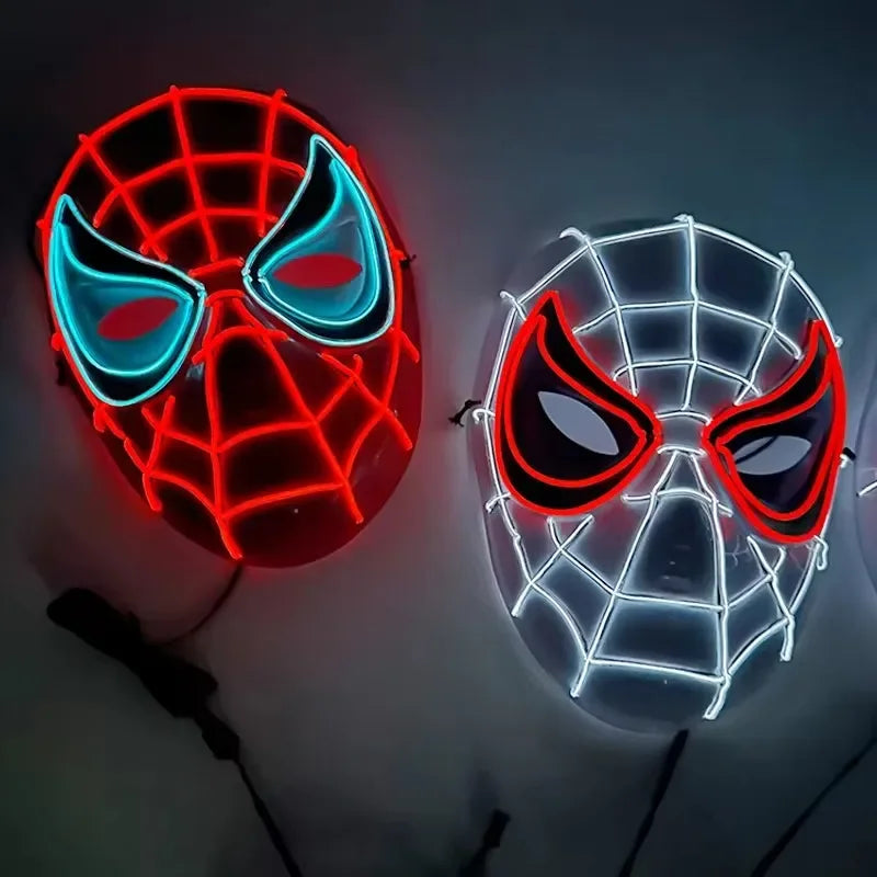 2025 New Arrival Halloween Disguise Mask Cosplay Spider Full Face Mask Halloween Children Headwear Gift Luminous Led Mask