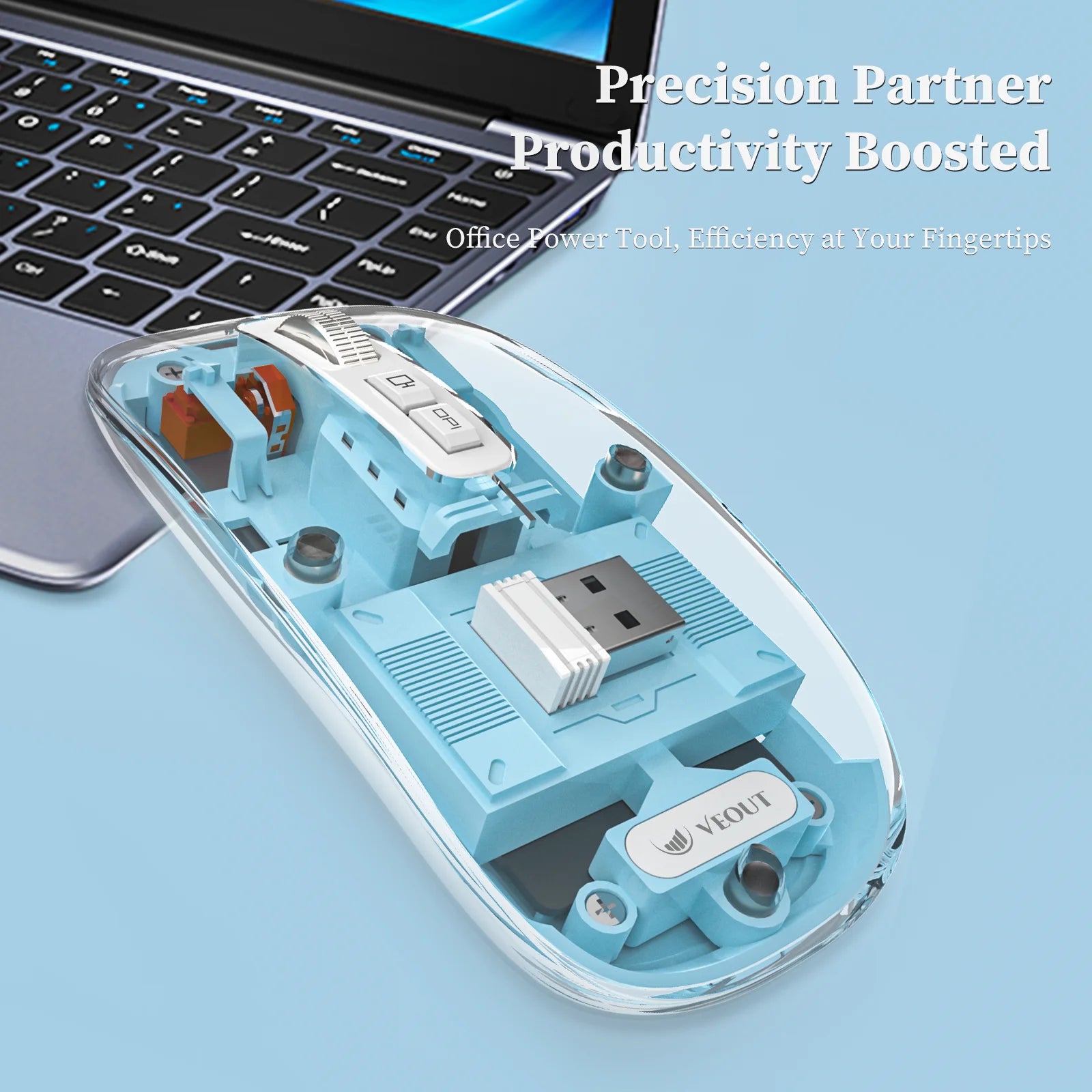 E3 Silent VEOUT Wireless Mouse - Quiet Computer Mice Wireless Mouse for Office Use Comfortable Ergonomic Design