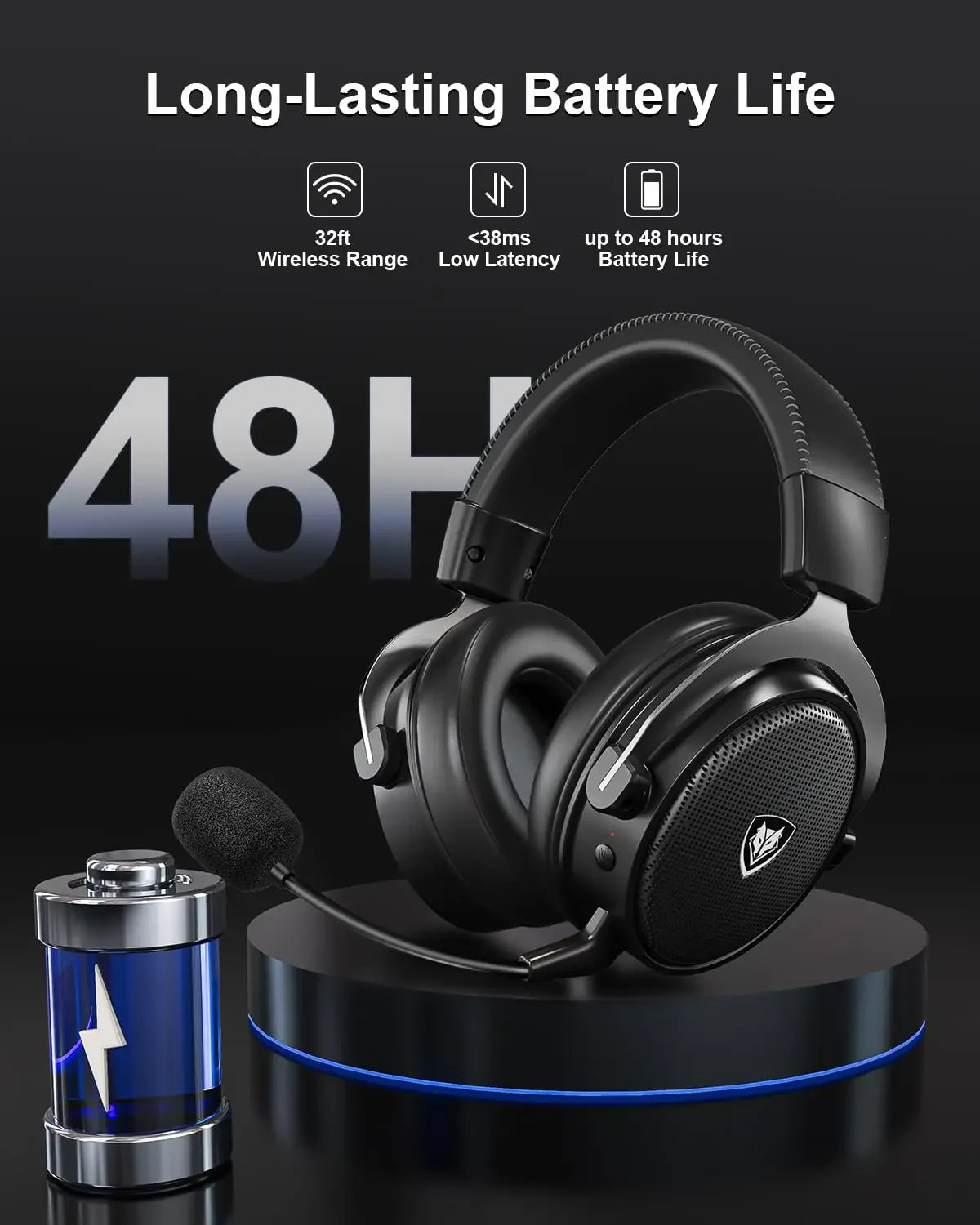 NUBWO G07 Wireless Headsets Gamer 2.4GHz Ultra-Low Latency HIFI Stereo Gaming Headphones MIC Noise Cancelling for PC, PS4, PS5