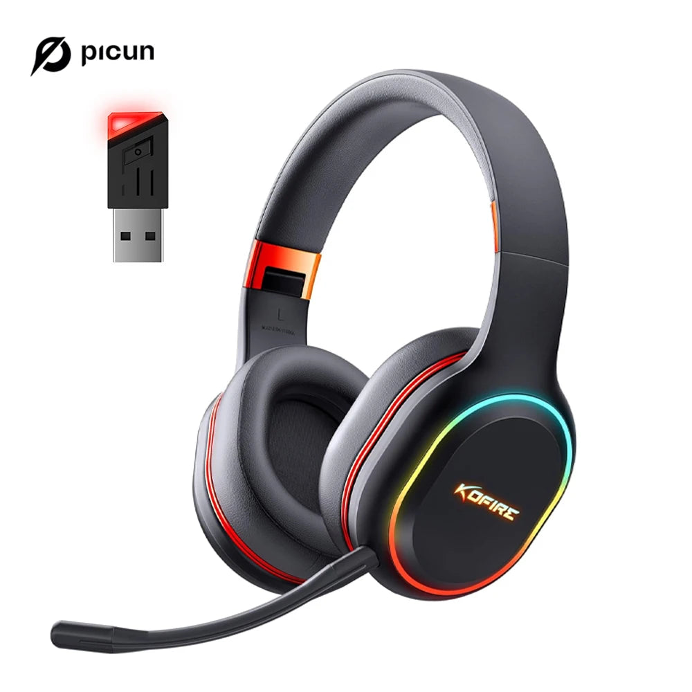 Kofire UG-05 Gaming Headphones 2.4G BT5.0 Wireless Headset With Mic RBG Light Vibration Bluetooth Earphone For PS4 PS5 PC Switch