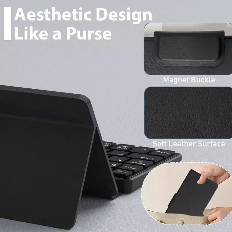 JOMAA Mini Foldable Bluetooth Keyboard Portable Wireless Keyboard Ultra-Slim Travel Folding Keyboard for iPhone iPad Mac Android