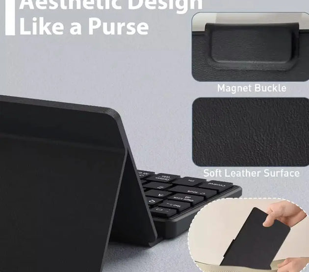 JOMAA Mini Foldable Bluetooth Keyboard Portable Wireless Keyboard Ultra-Slim Travel Folding Keyboard for iPhone iPad Mac Android