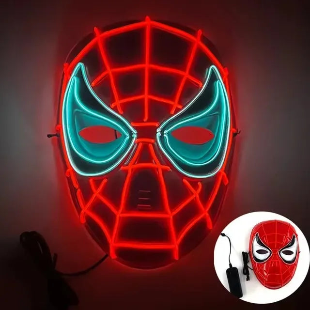 2025 New Arrival Halloween Disguise Mask Cosplay Spider Full Face Mask Halloween Children Headwear Gift Luminous Led Mask