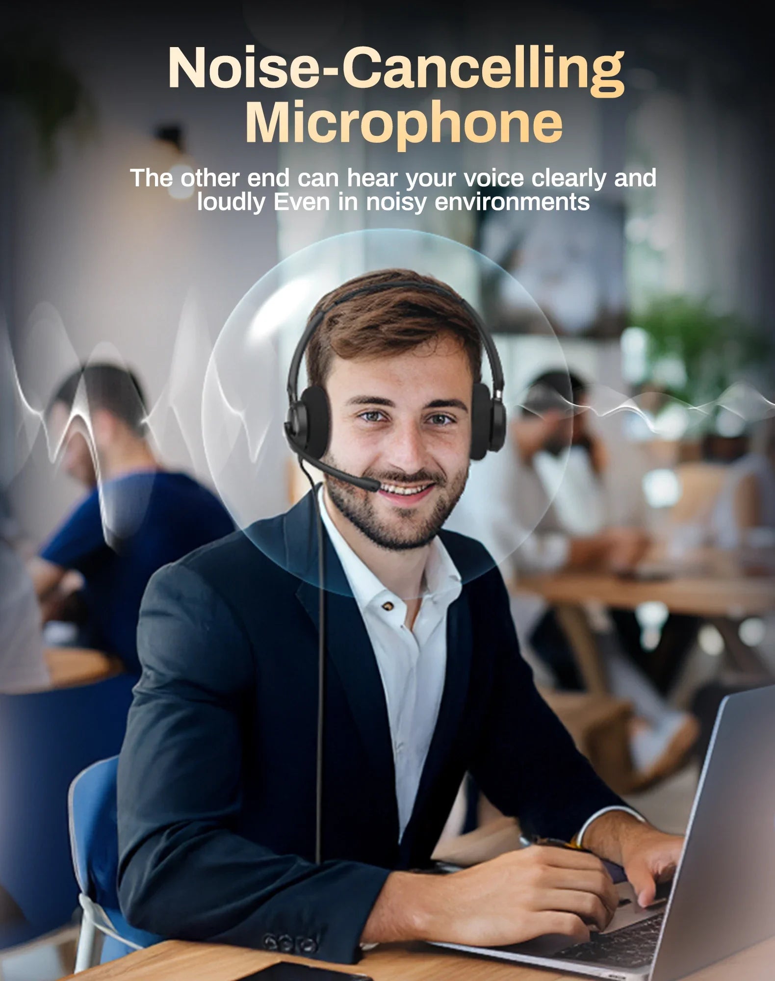 Headset with Call Answer Button Computer Headsets with Microphone for PC, USB Wired Headphone with Noise Reduction Microphone