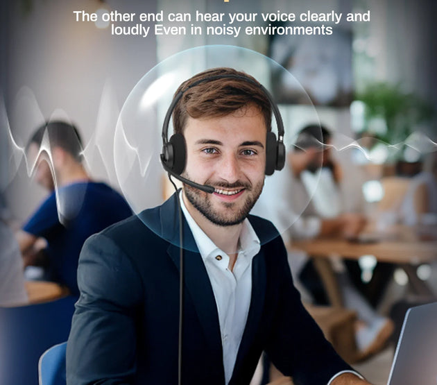 Headset with Call Answer Button Computer Headsets with Microphone for PC, USB Wired Headphone with Noise Reduction Microphone