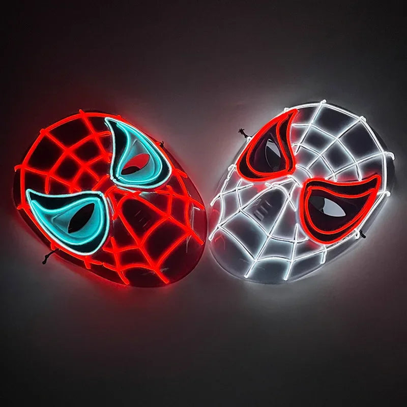 2025 New Arrival Halloween Disguise Mask Cosplay Spider Full Face Mask Halloween Children Headwear Gift Luminous Led Mask