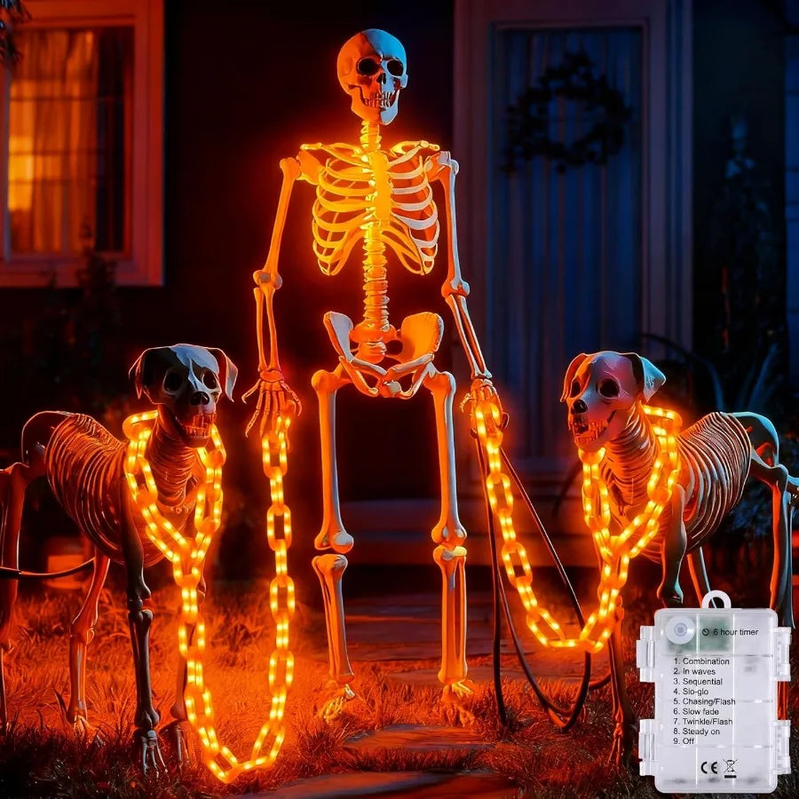 Joomer Chain Lights Halloween Decorative Battery Operated 10 FT 160 LED Waterproof String Lights with Timer Function 8 Lighting
