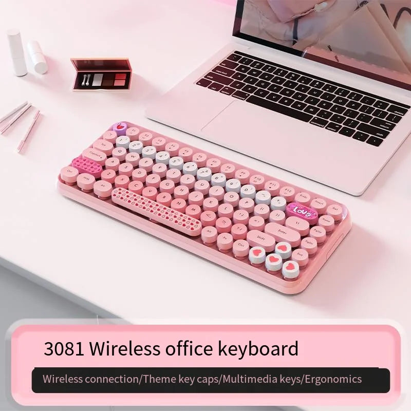 AJAZZ 308i Wireless Keyboard Bluetooth Silent Mouse for Laptop, Mobile Phone, iPad, Tablet Computer, Cute for Office Use