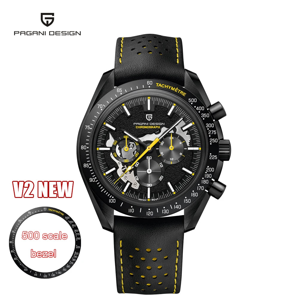 2025 New PAGANI DESIGN V2 Dark Moon Men's Watches Top Luxury Quartz Watch For Men Chronograph AR Sapphire Mirror Waterproof Gift