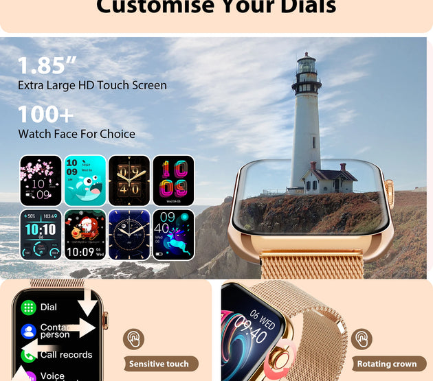 Smart Watch for Women/Men (Answer/Make Calls)Fitness Tracker Watch for iPhone/Android Phones, Pedometer, Gift for Family