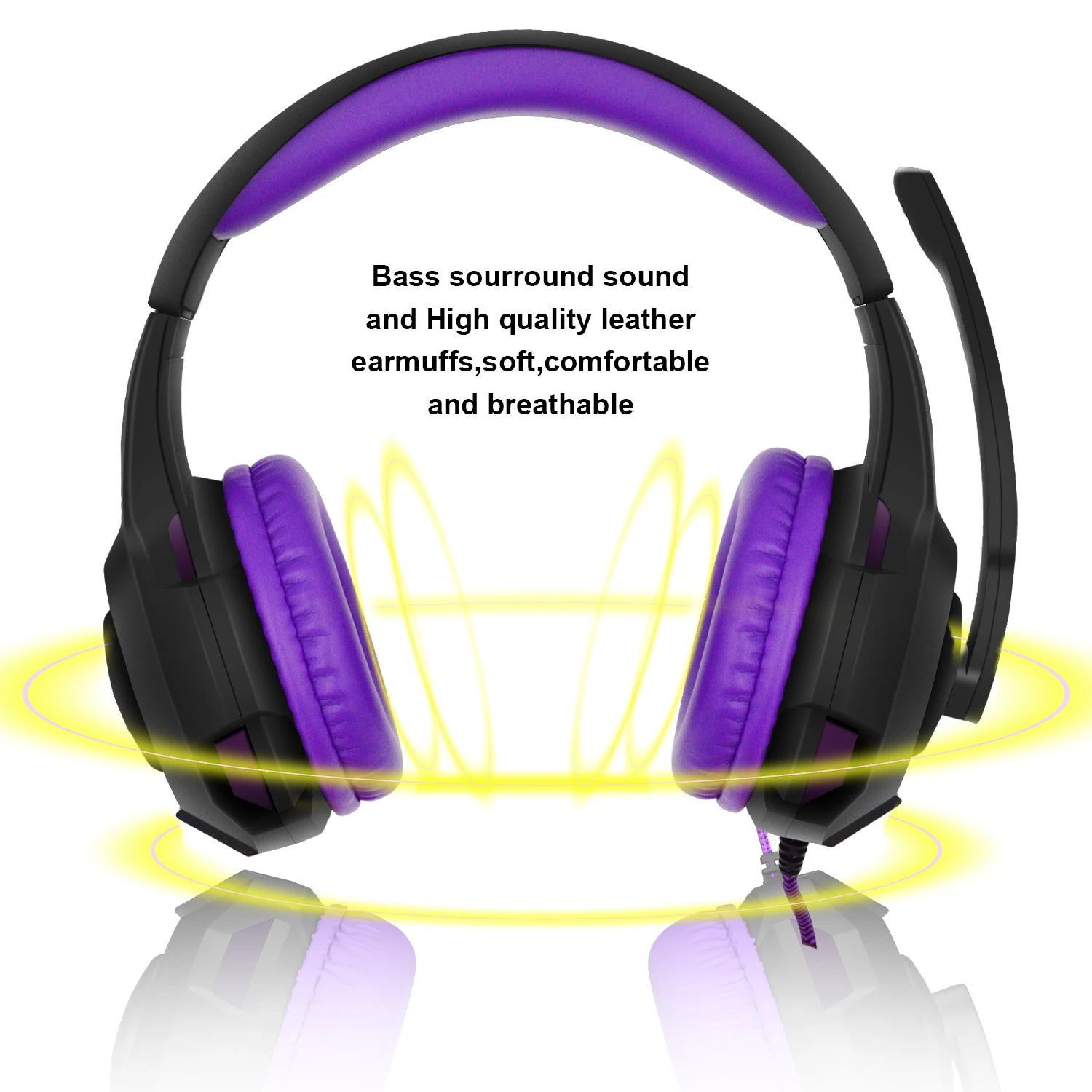 Wired Gaming Headset with Mic Noise Isolating Over-Ear, PC/PS4/PS5/Xbox Compatible, Volume Control, 3.5mm Audio Jack