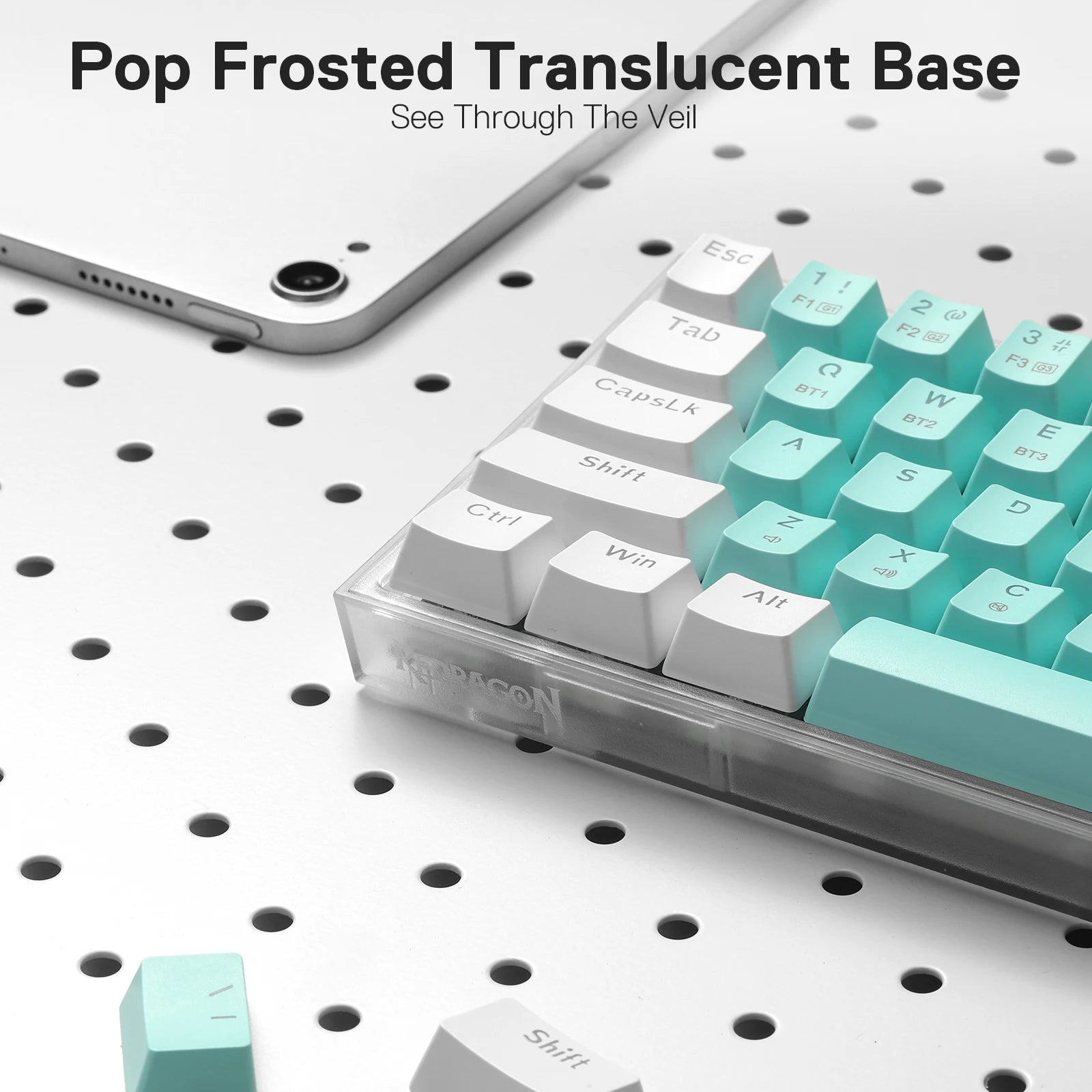 Redragon K631 PRO WT Hot-Swappable 65% 3-Mode Wireless RGB Gaming Keyboard, Custom Quiet Linear Switch