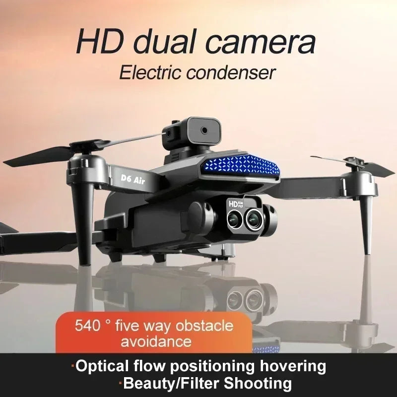 2025 D6 Mini Drone 4k Profesional 8K HD Camera Obstacle Avoidance Aerial Photography Brushless Foldable Quadcopter Gifts Toys