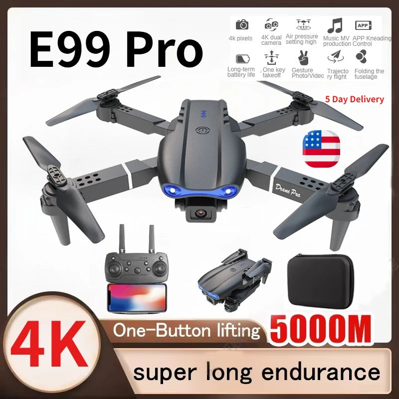 E99 Pro RC Drone Foldable 4K HD Dual Camera Aerial Photography Quadcopter Optical Flow Positioning Altitude Hold Drone Toys Gift