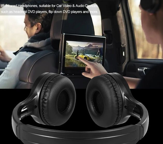 IR Infrared Wireless Car Headphones Stereo Headset Wired Earphone Dual Channel for In-car DVD Player Infrared Car Headphones