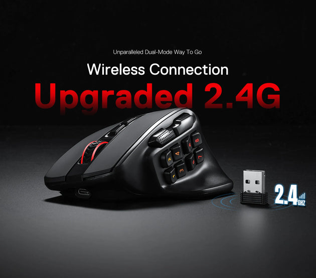 Redragon M811 PRO Wireless MMO Gaming Mouse, 15 Programmable Buttons RGB Gamer Mouse, 10 Side Macro Keys