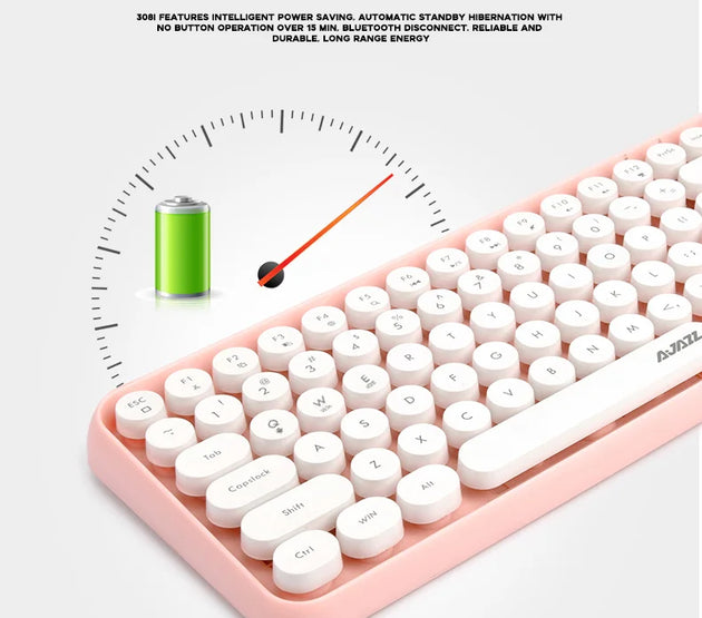 AJAZZ 308i Wireless Keyboard Bluetooth Silent Mouse for Laptop, Mobile Phone, iPad, Tablet Computer, Cute for Office Use