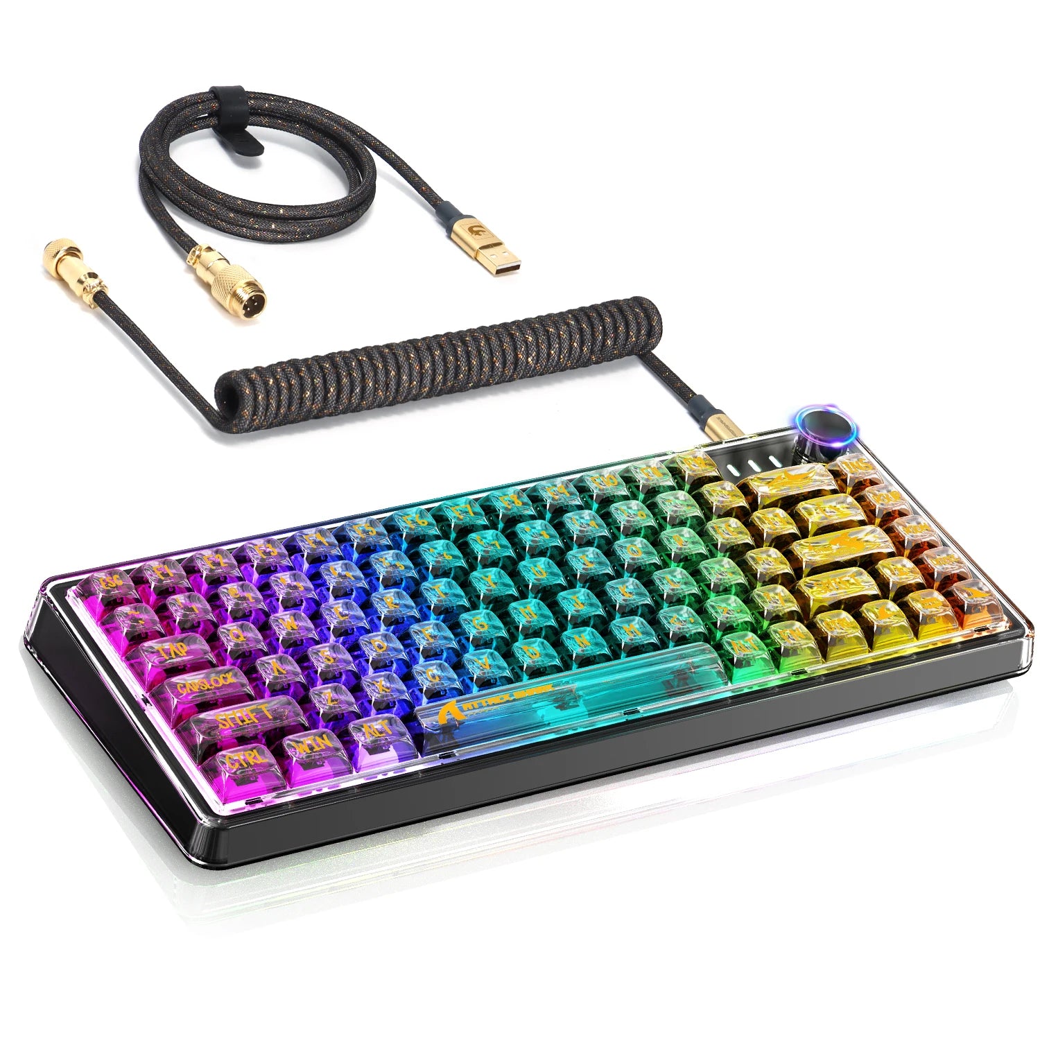 ATTACK SHARK K75 75% TKL Mechanical Gaming Keyboard, BT5.0/2.4G/USB-C,RGB,Transparent Gasket with Knob, Hot-Swap, 4000mAh