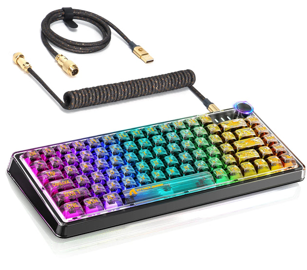 ATTACK SHARK K75 75% TKL Mechanical Gaming Keyboard, BT5.0/2.4G/USB-C,RGB,Transparent Gasket with Knob, Hot-Swap, 4000mAh