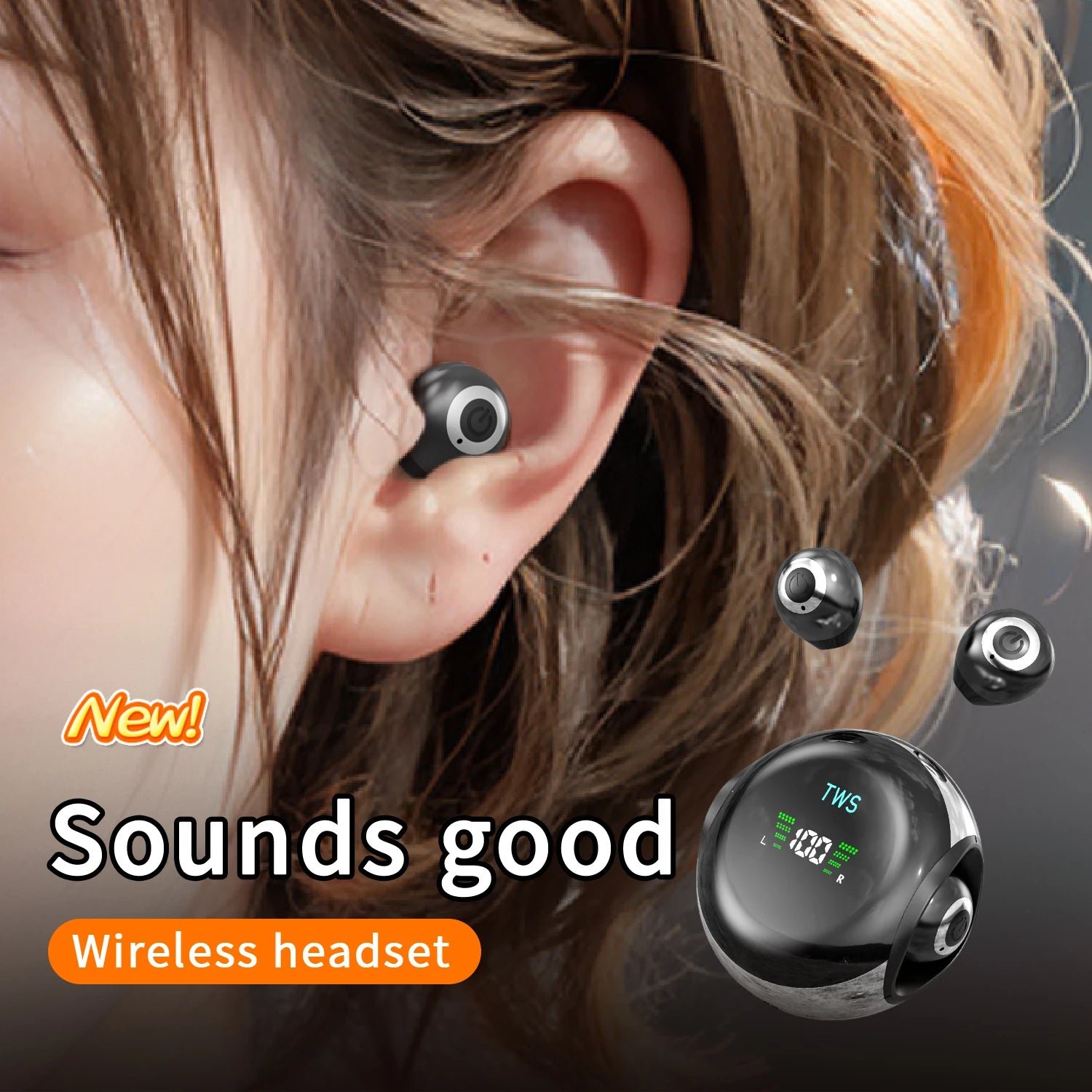 In ear wireless Bluetooth earbuds with high-definition calling and long battery life, suitable for cycling and sports headphones