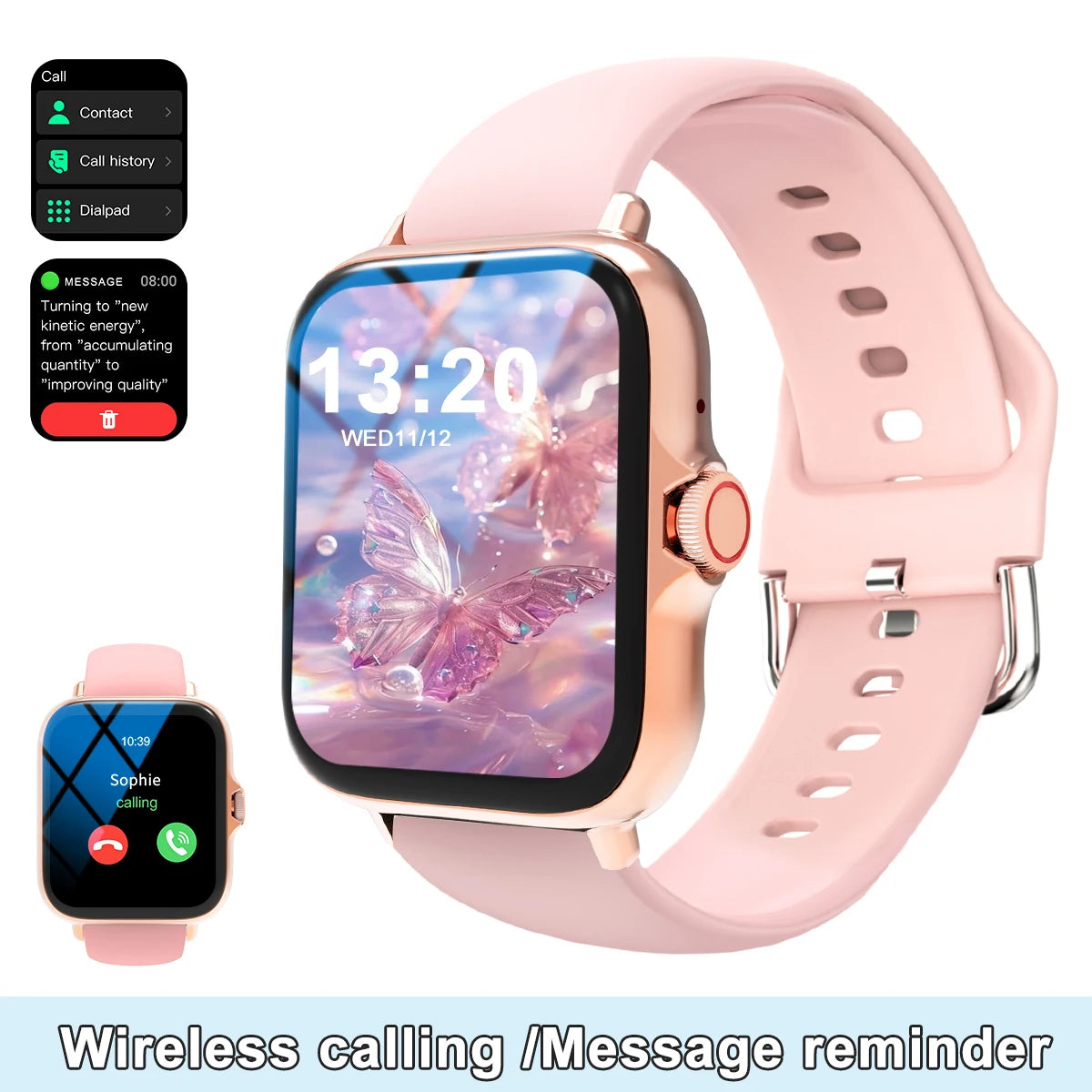 Smart watch, multi-sport mode, message reminder, multiple APP reminders, suitable for men and women, custom wallpaper