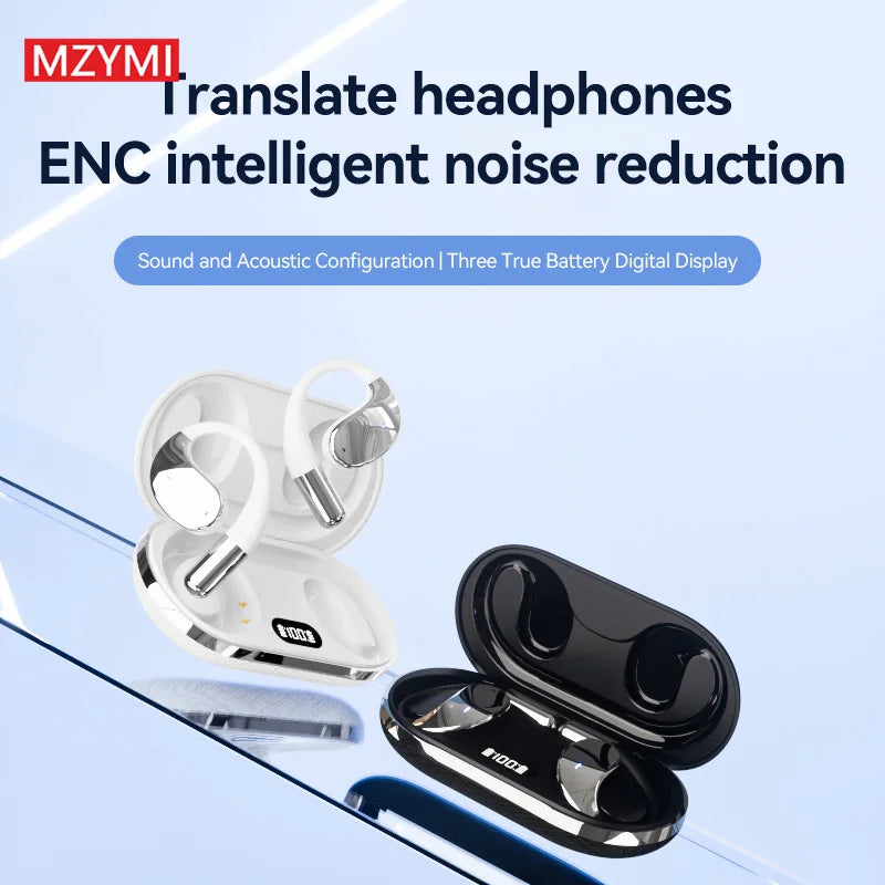 MZYMI Q39 AI Translation Wireless Earphone TWS Ear Hook Sport Running Bluetooth Headset ENC Noise Cancelling Headphone With Mic