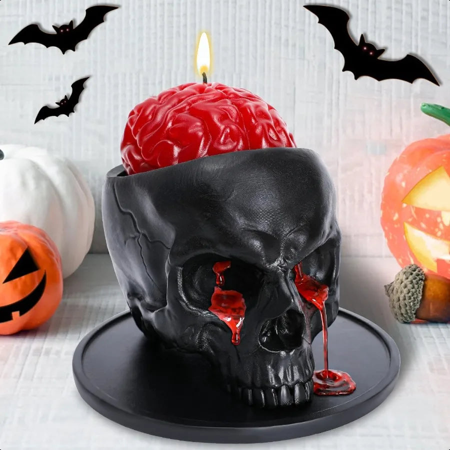 Halloween Decorations Indoor Halloween Candle Skull Bleeding Candle Gothic Decorations for Home Table Bar Indoor Room Spooky De