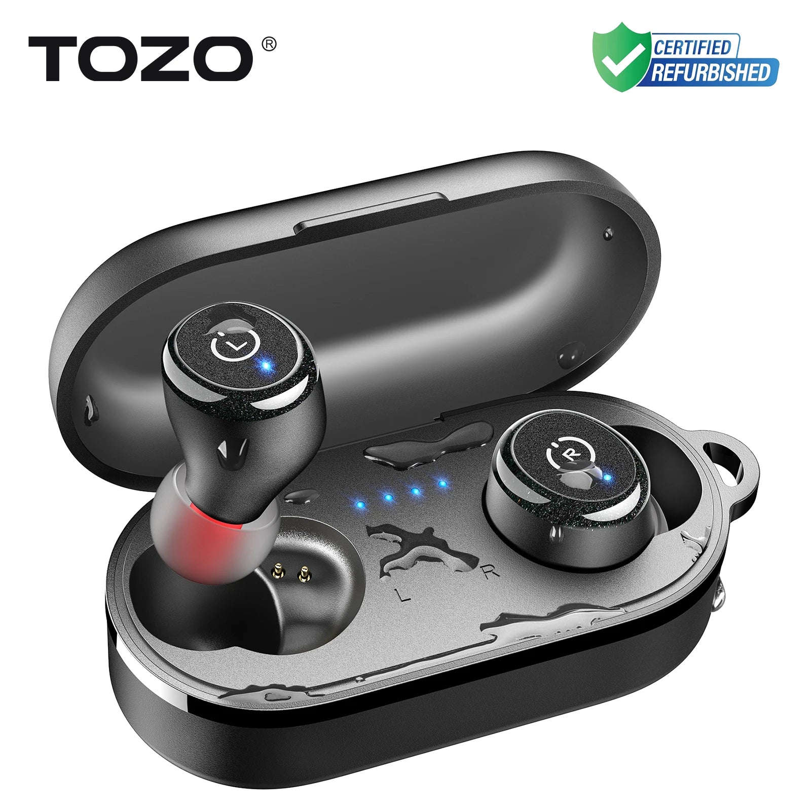 Refurbished TOZO Ergonomic Headsets TWS Earbuds AI Via APP Wireless Touch Control  IPX8 HiFi Sound Stereo for IOS Android PC