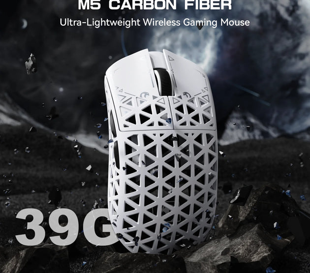 MAMBASNAKE M5 Ultra Wireless Gaming Mouse,39g Carbon Fiber,42K DPI PAW3950 Sensor,8KHz Polling Rate,Tri-Mode Mouse with Griptape