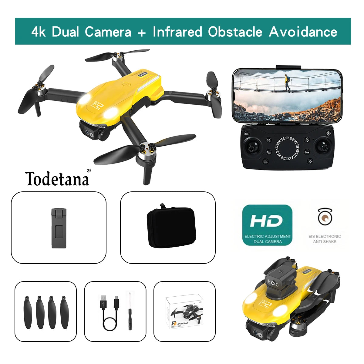F2 4K Ultra HD Drone Tracking Intelligent Flight Modes Long Battery Life Foldable Design for Travel Aerial Photography