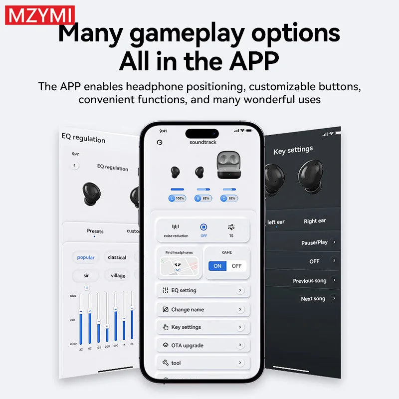 MZYMI S07 ANC Wireless Headset TWS Active Noise Cancelling In Ear Headphone Bluetooth ENC Music Earphone Support APP Control
