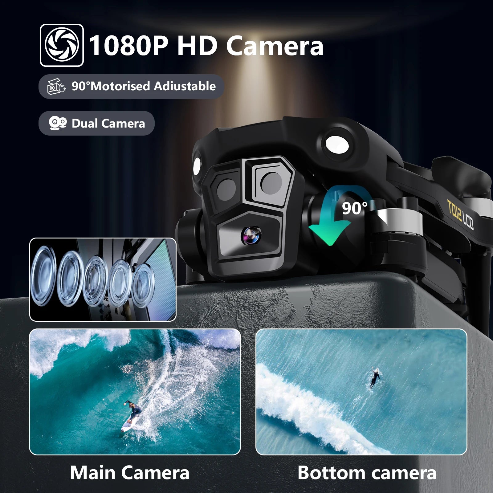 TD12LCD with Motor Brushless Drones with LCD Screen RC Optical Flow Positioning Quadcopter for Beginners