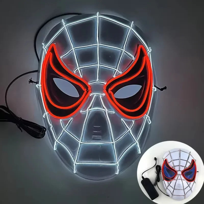 2025 New Arrival Halloween Disguise Mask Cosplay Spider Full Face Mask Halloween Children Headwear Gift Luminous Led Mask