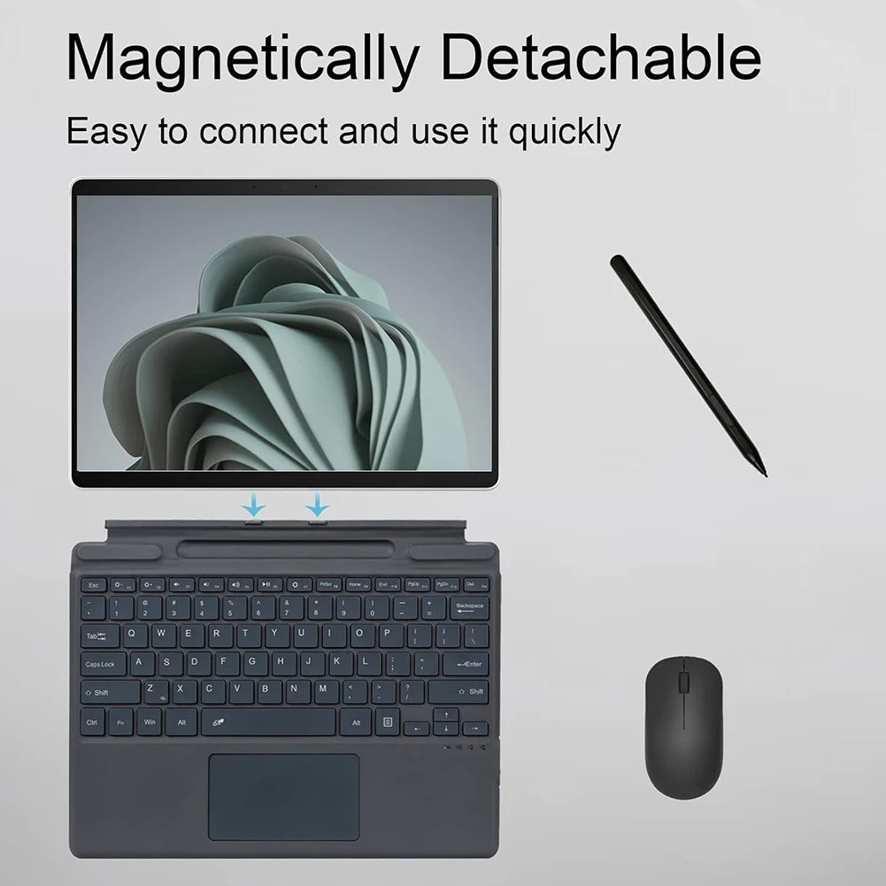 Wireless Bluetooth Backlit Slim Keyboard with Touchpad for Microsoft Surface Pro 8 9 10 X Portable Rechargeable Keyboard