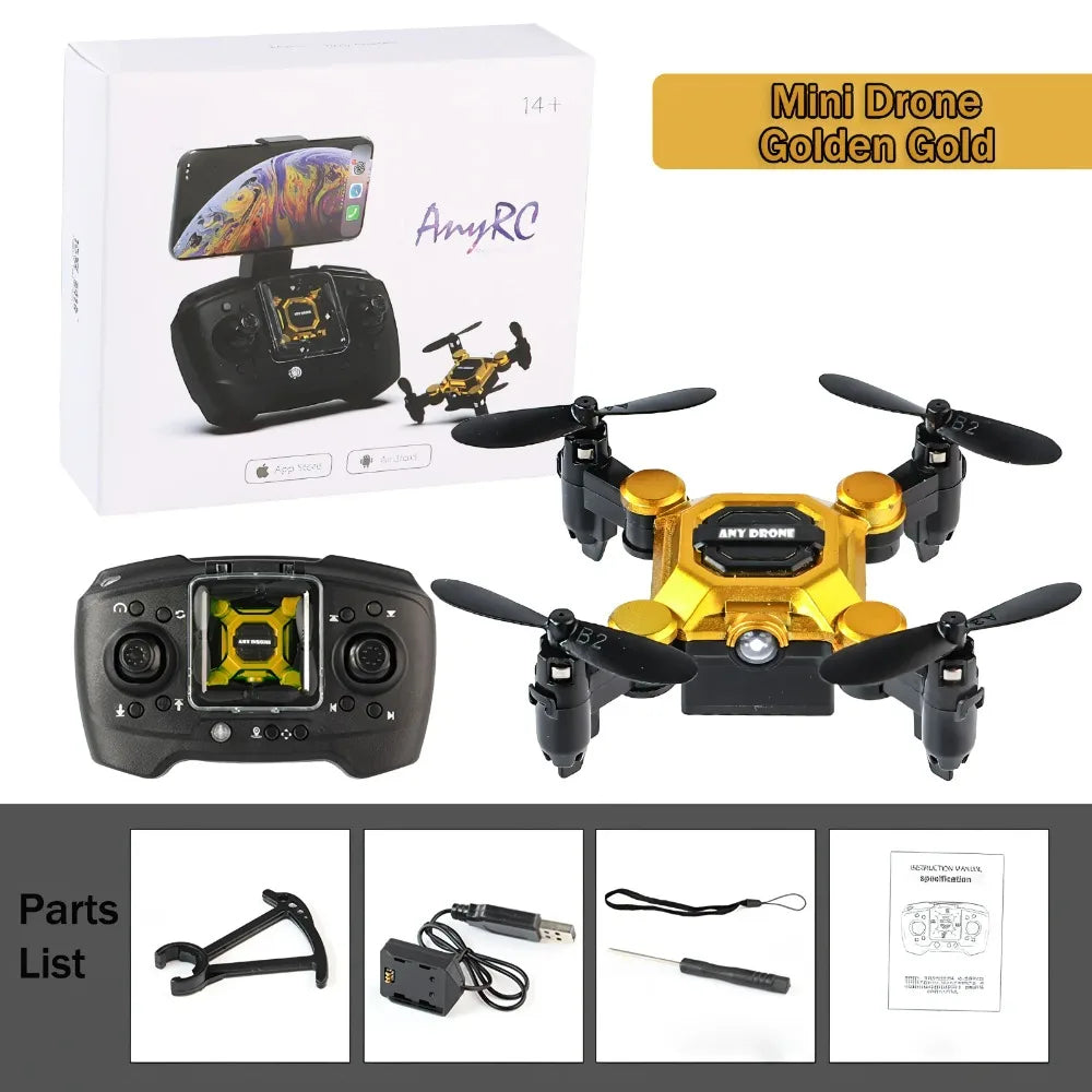 Foldable Mini Drone with 4K Camera, RC Drone for Kids and Adults, FPV Drone Quadcopter with 360 Flip,Trajectory Flight-Gold