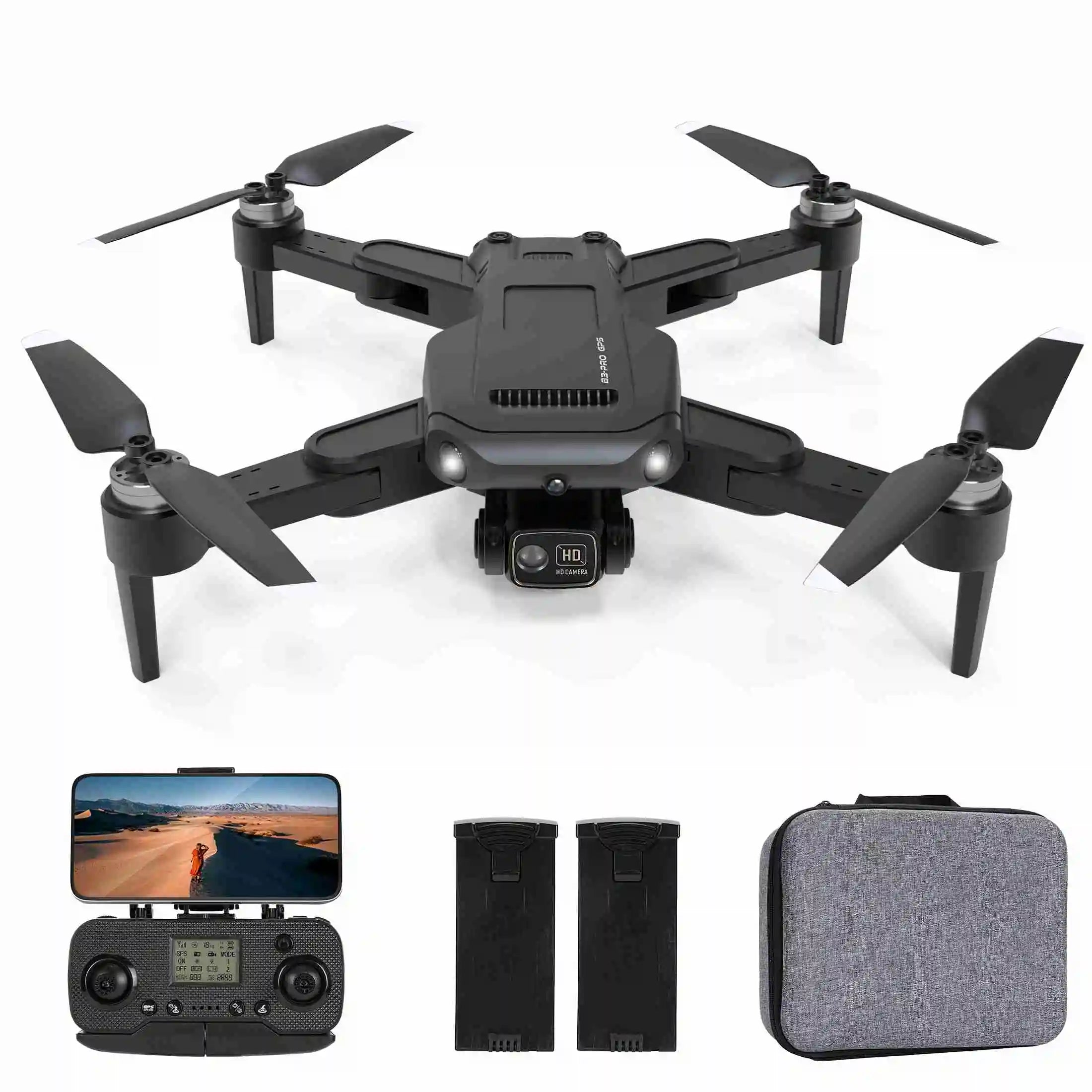 RC Drone RC Drone Brushless Motor Long Flight Times GPS Drone Quadcopter with Remote Controller 2 Batteries Remote Control Drone