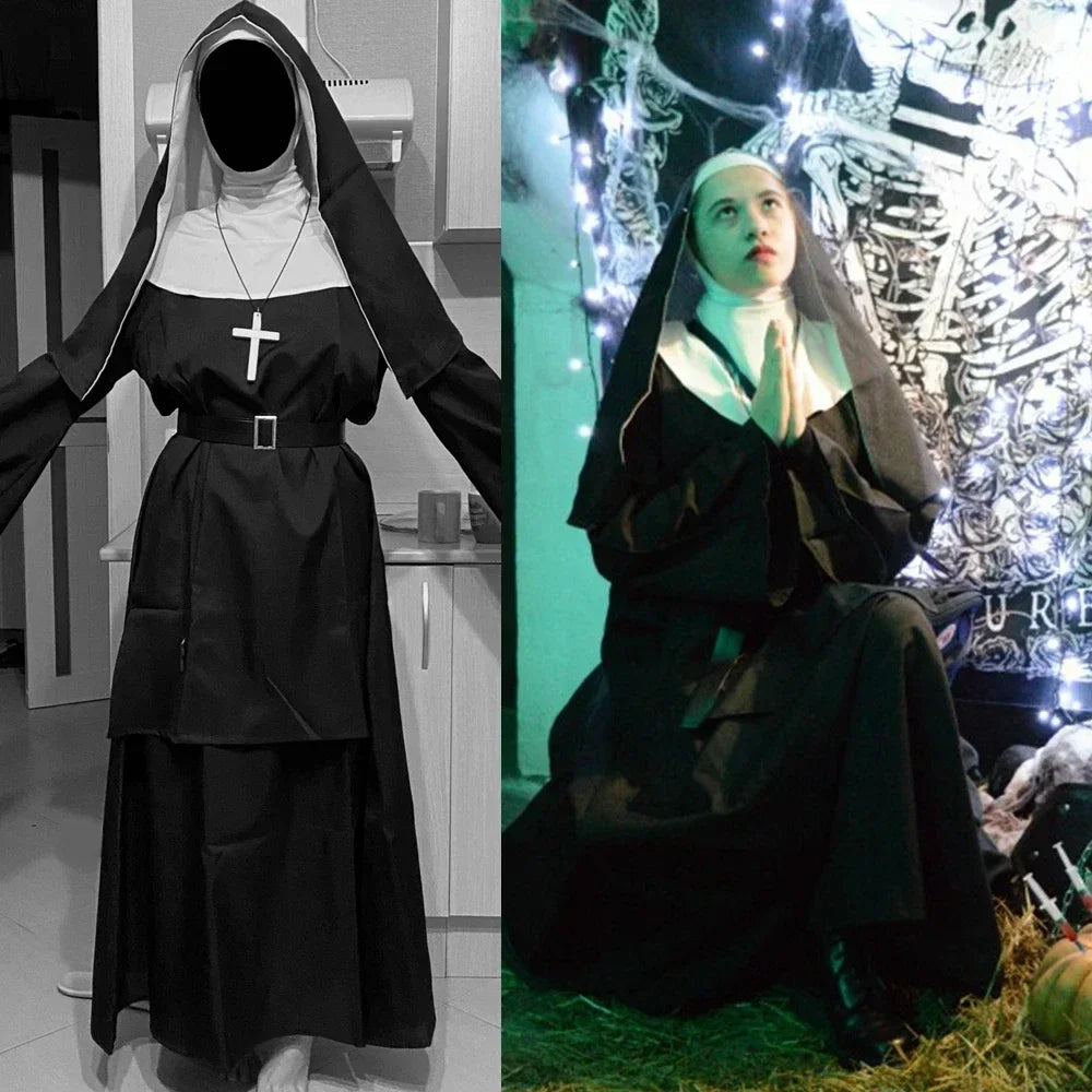 Horror Films The Nun Cosplay Costume The Conjuring Cosplay Black Women Necklace Cross Ghost For Women Costume Halloween Costume