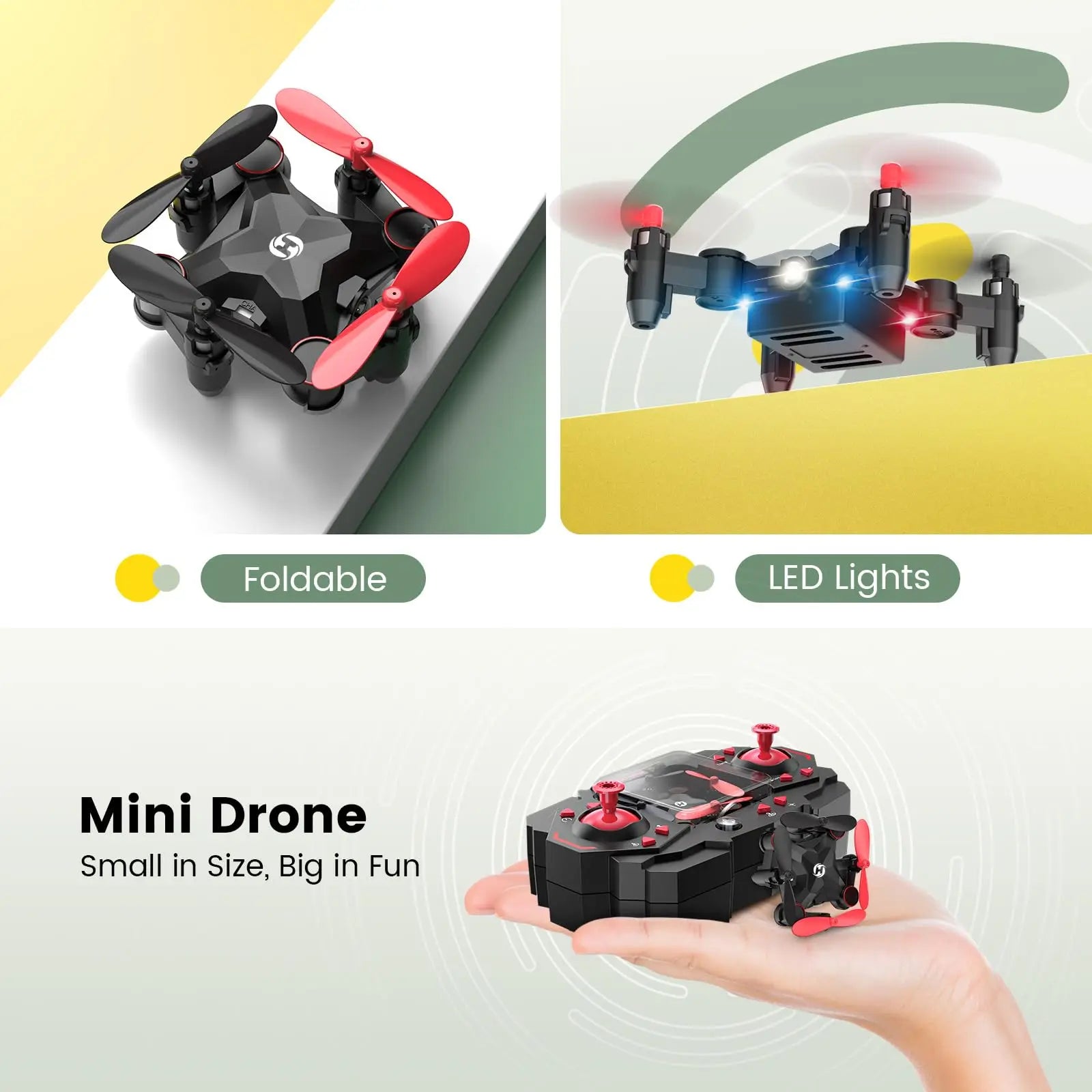 Holy Stone HS190 Mini Nano Drone, Foldable, Portable, Altitude Hold, 3D Flips, Headless Mode, Easy for Beginners