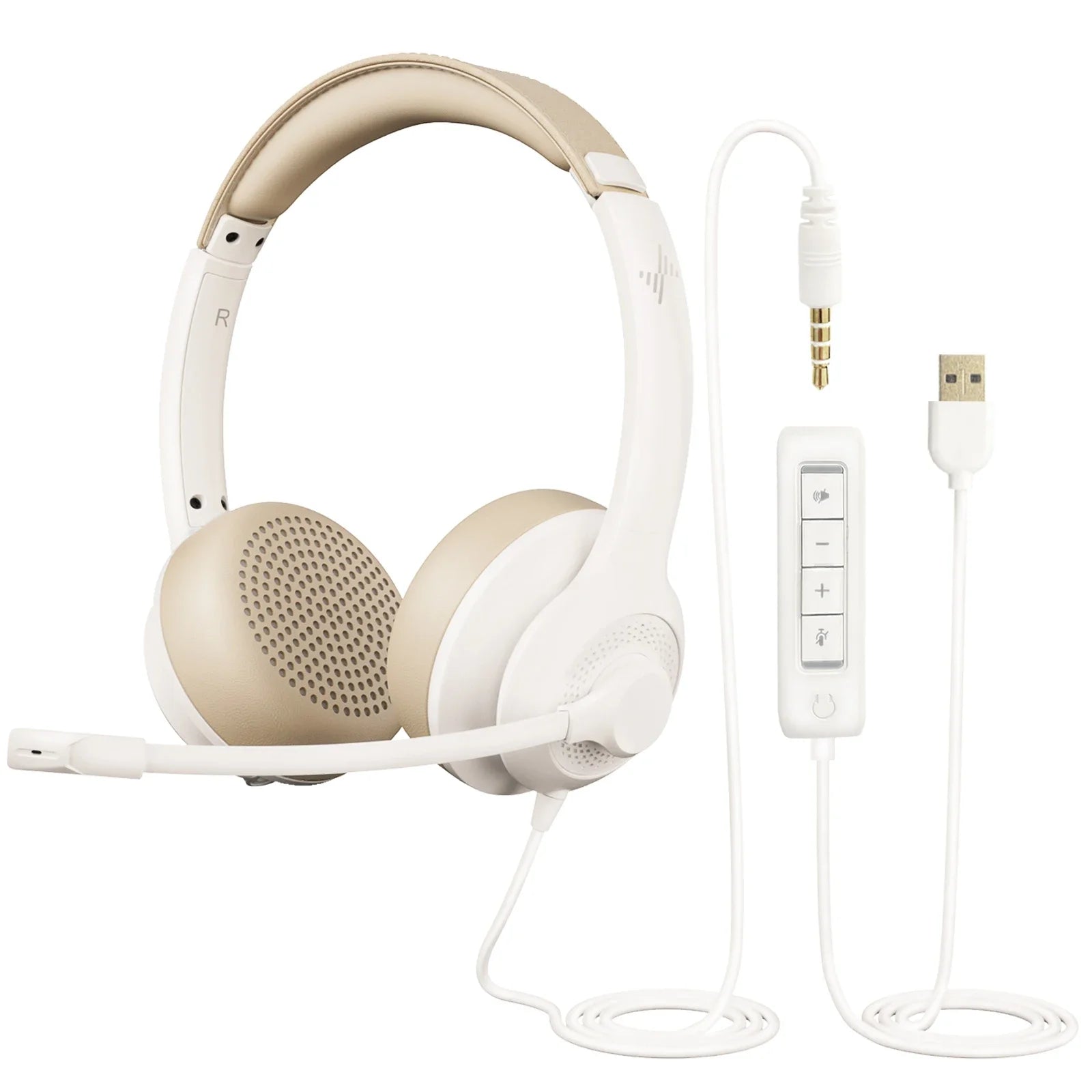 JIAMQISHI USB Headphones PC Computer Headset Noise Cancelling with MIC in-line Control for Home Office Online Class Skype Zoom