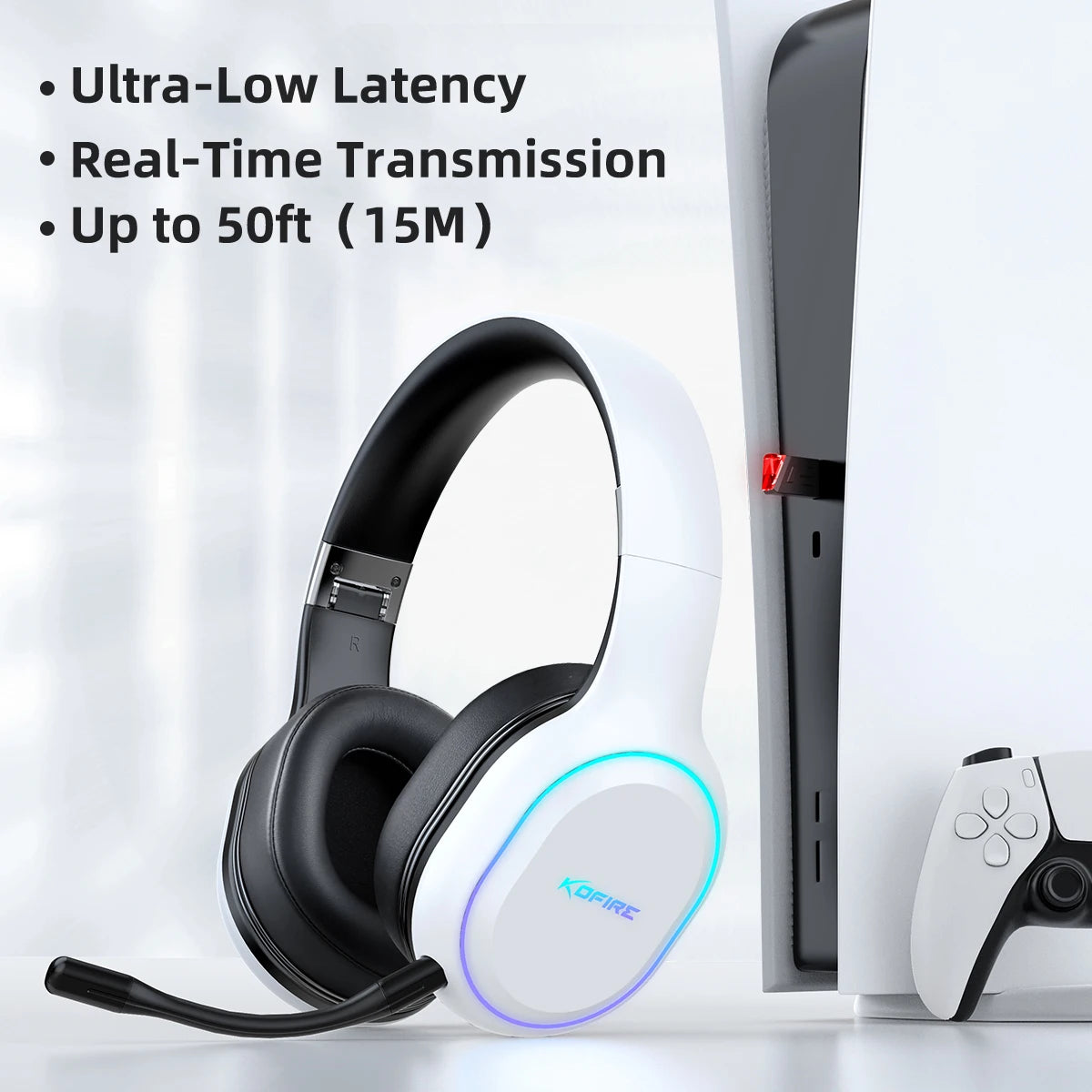 Kofire UG-05 Gaming Headphones 2.4G BT5.0 Wireless Headset With Mic RBG Light Vibration Bluetooth Earphone For PS4 PS5 PC Switch