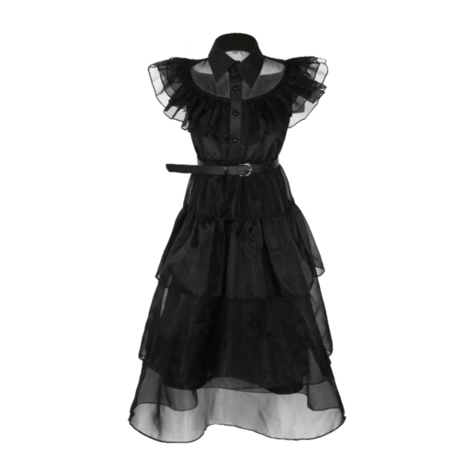 ﻿ Wednesday Addams Cosplay Dress For Girl Kids Movie Black Dress Adult Women's Dress Halloween Carnival Party Role Play Set