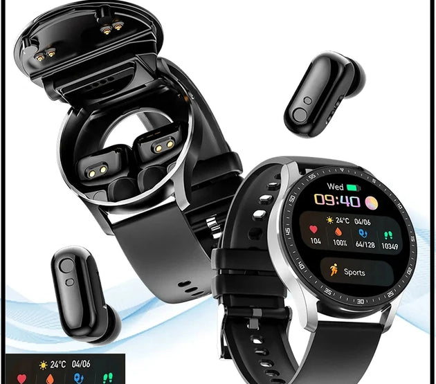 GEJIAN X10 Headset Smart Watch TWS Two In One Wireless Bluetooth Dual Headset Call Health Blood Pressure Sport Music Smartwatch