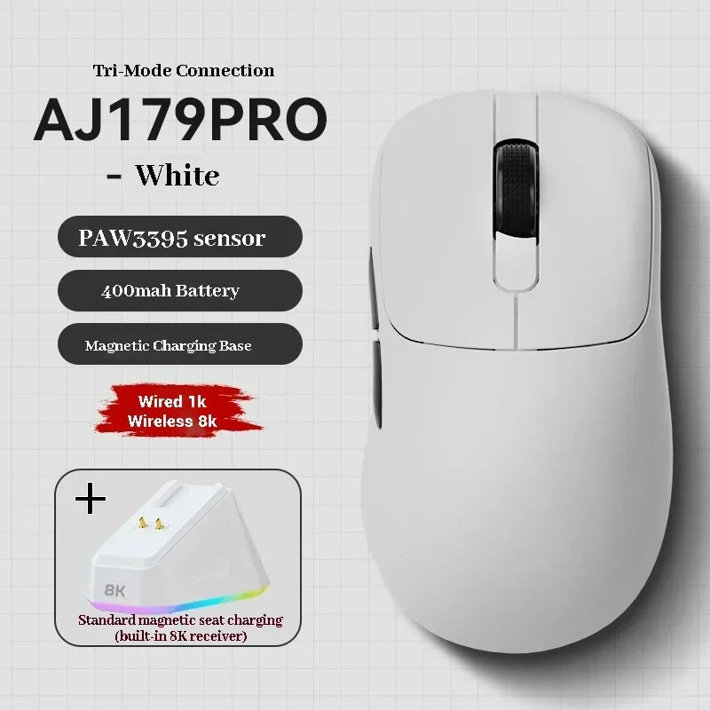 AJ179 Apex Wireless Mouse AJAZZ 58g Lightweight Long battery life New Release Multi-mode Bluetooth 2.4g PC MAC Gaming Office