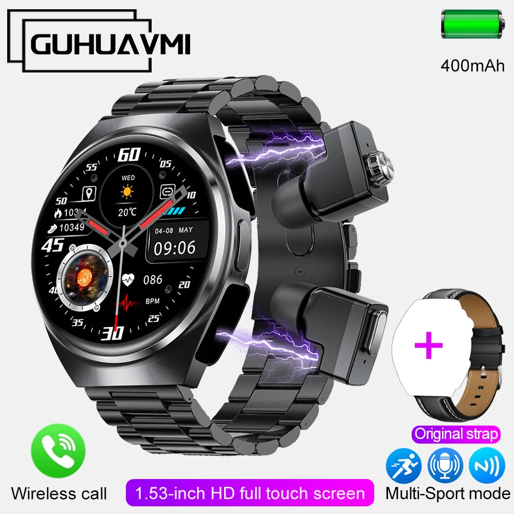 New Men's Smart Watch TWS Earphones 2-in-1 Bluetooth Call Heart Rate Blood Oxygen Sleep Monitoring Smartwatch Women For Huawei