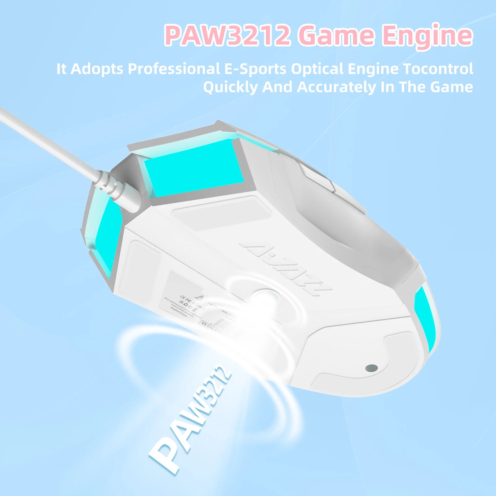 AJ52 RGB Lightweight Gaming Mouse, Programmable 7 Buttons, Ergonomic LED Backlit USB Gamer Mice for Windows Mac OS Linux