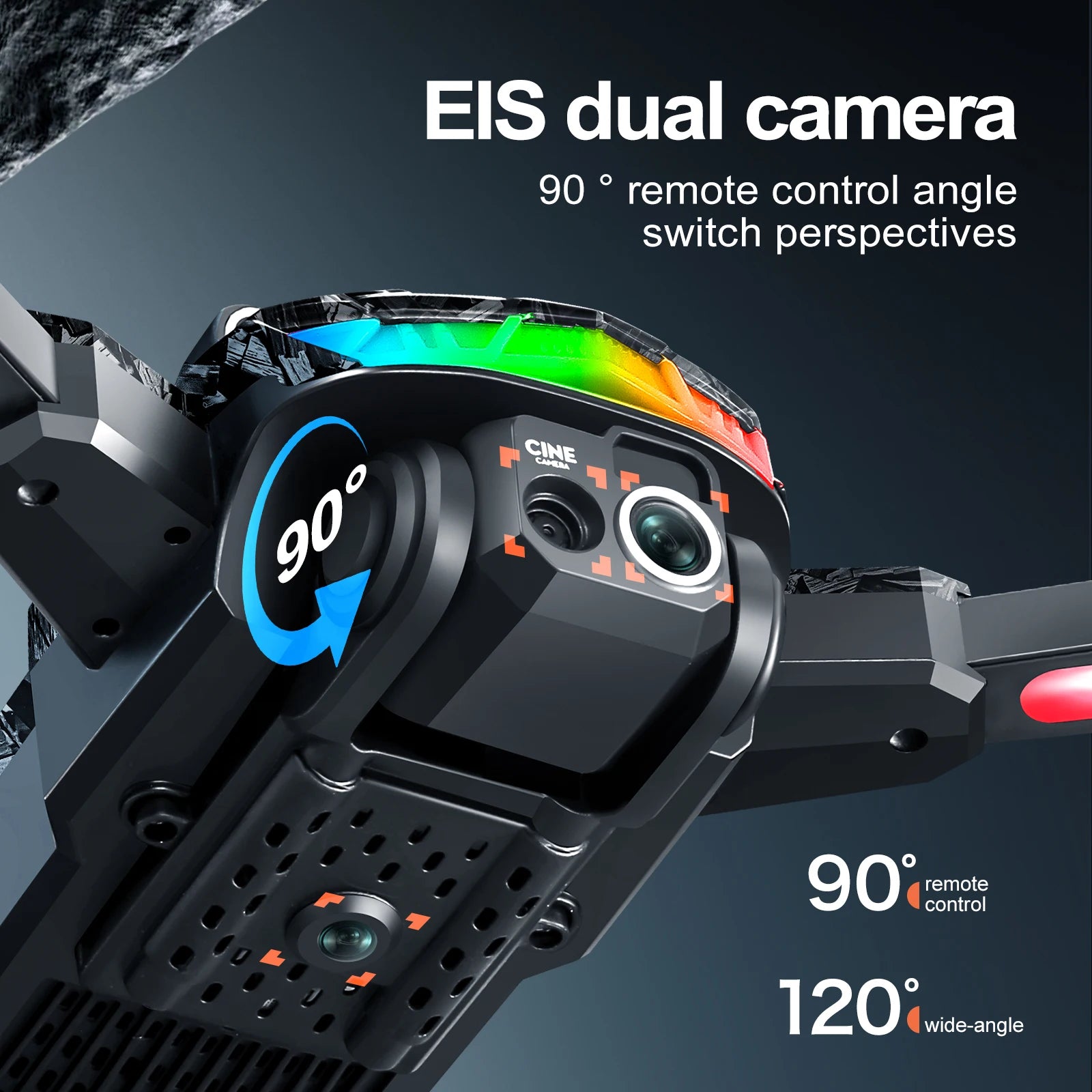 S160 Color LED Drone Professional 4K HD EIS Dual Camera with Screen Quadcopter Optical Flow Brushless Drone Toy