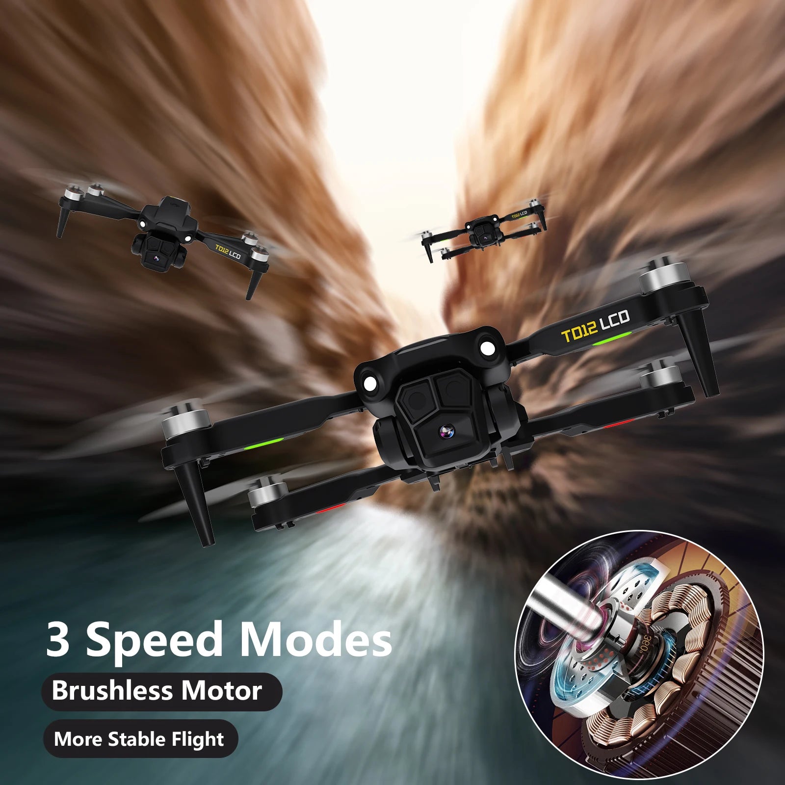 TD12LCD with Motor Brushless Drones with LCD Screen RC Optical Flow Positioning Quadcopter for Beginners