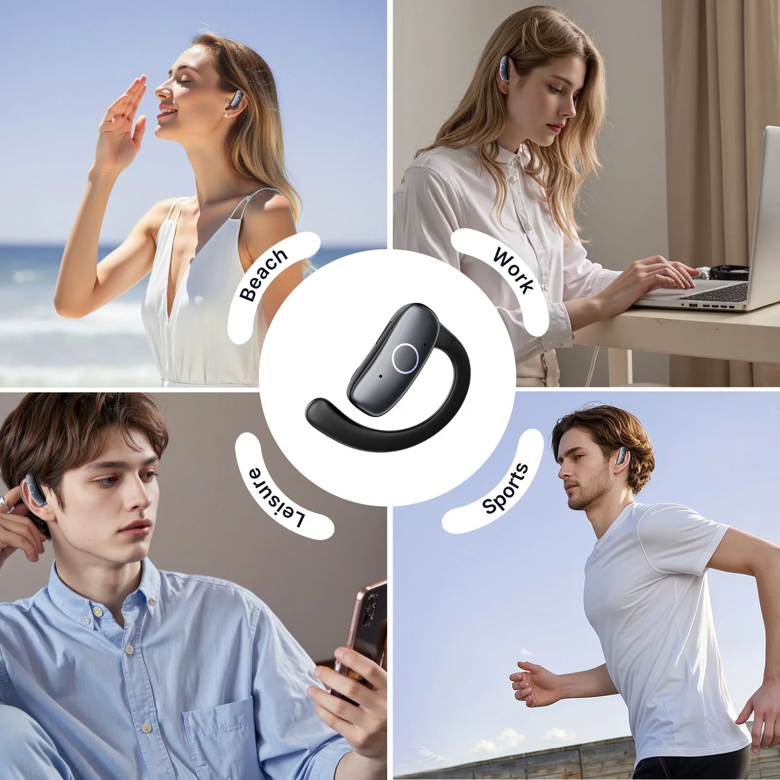 E1 5.4 AI Language Translation Headphones with 114 Languages Real Time Earbuds Translator OWS Ear Buds for Business Travel