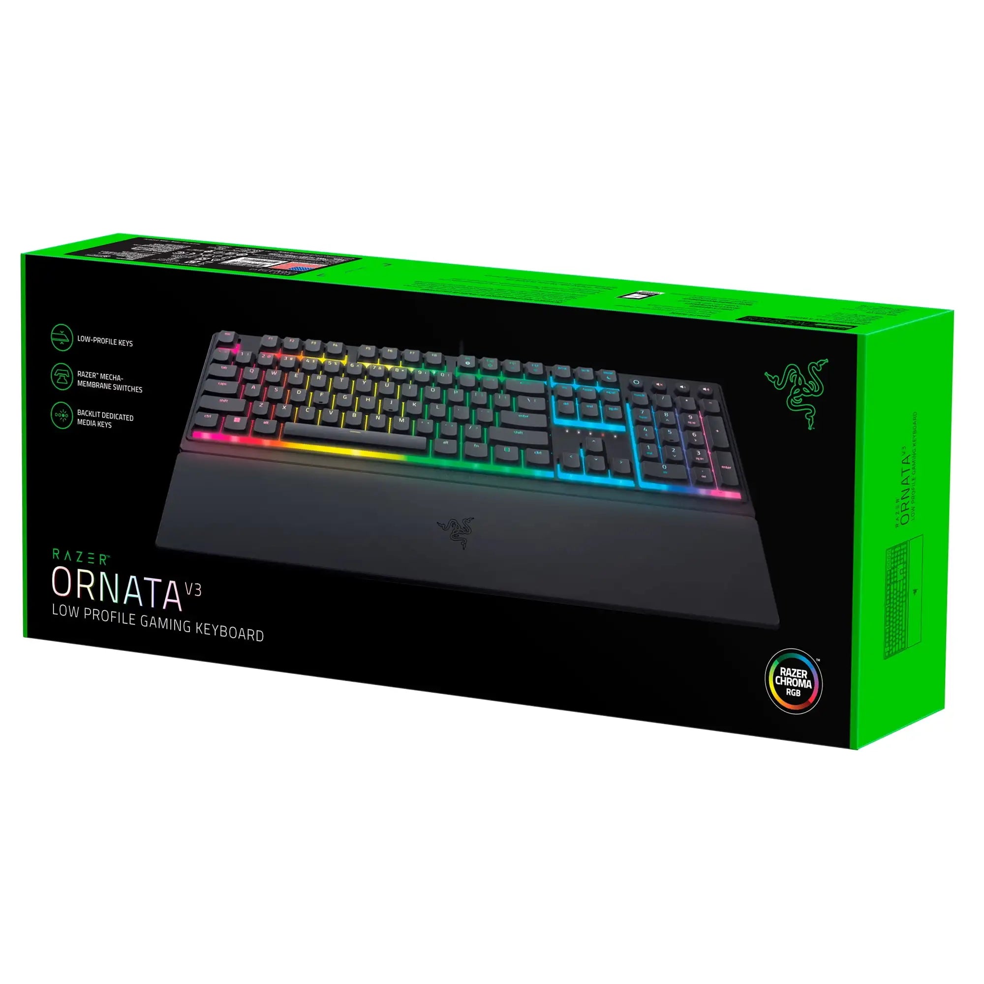 Razer Ornata V3 Full-Size Wired Mecha-Membrane Gaming Keyboard for PC, Chroma RGB, Black