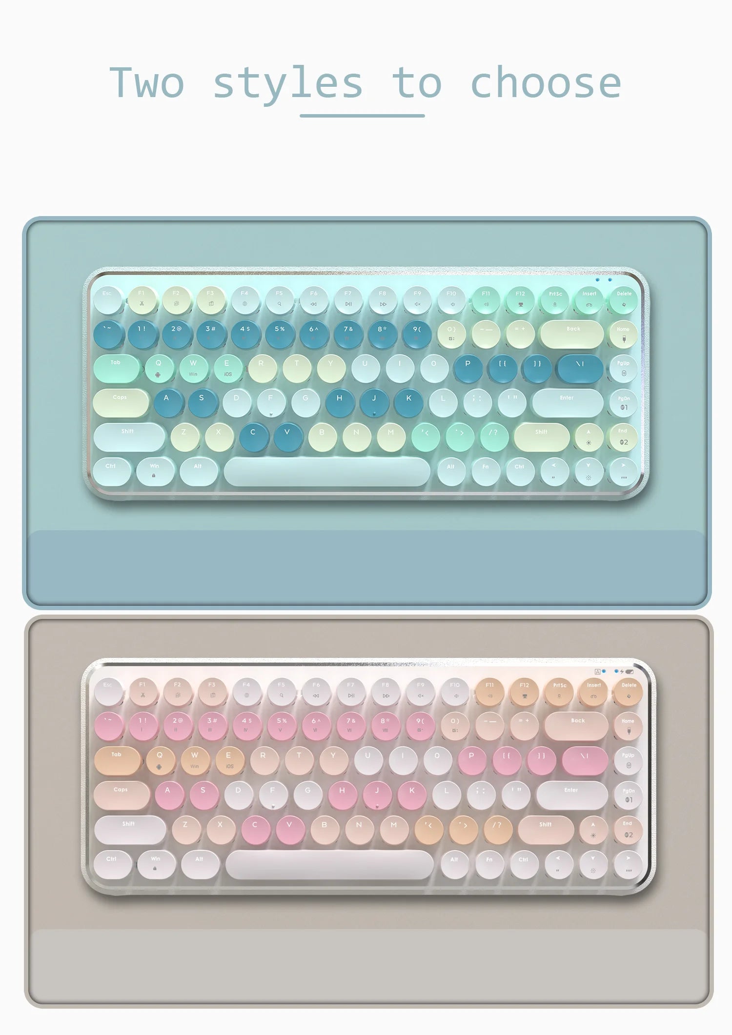 AJAZZK840T wireless mechanical keyboard bluetooth three-mode female office tablet laptop